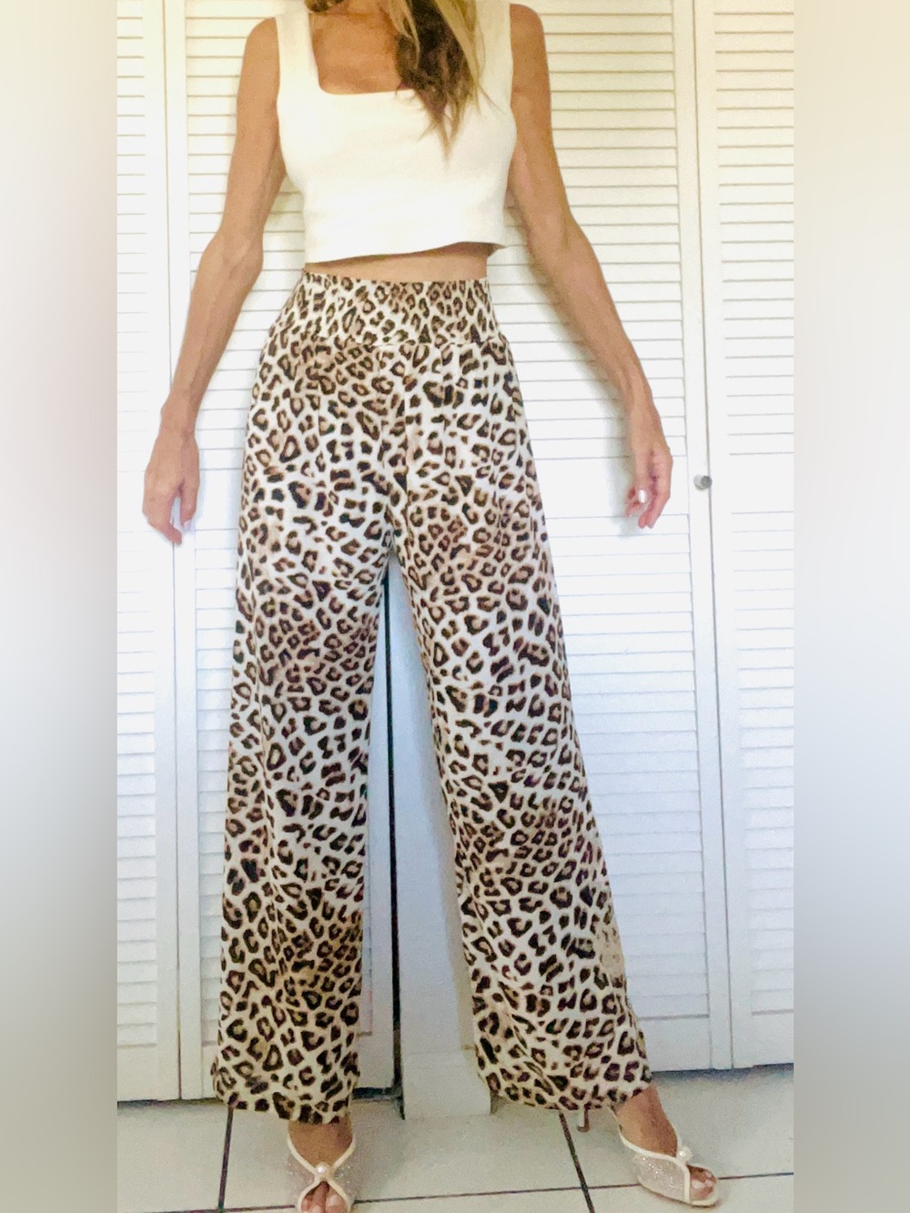 VANITA ROSA PARIS ST BARTHS Leopard Calais Lace Resort Festival Pants S 43 Long